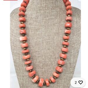 Vintage Heavy Chunky Native American Natural Salmon Color Coral Necklace